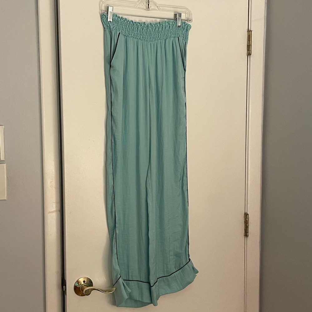 Aerie flowy pajama pants, teal with navy piping, size s, perfect condition